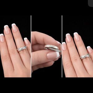 Pandora Sterling Silver Ring with Sparkling Accents Size 8